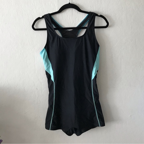Women’s One Piece Swimsuit with Boyleg Shorts - Picture 1 of 10